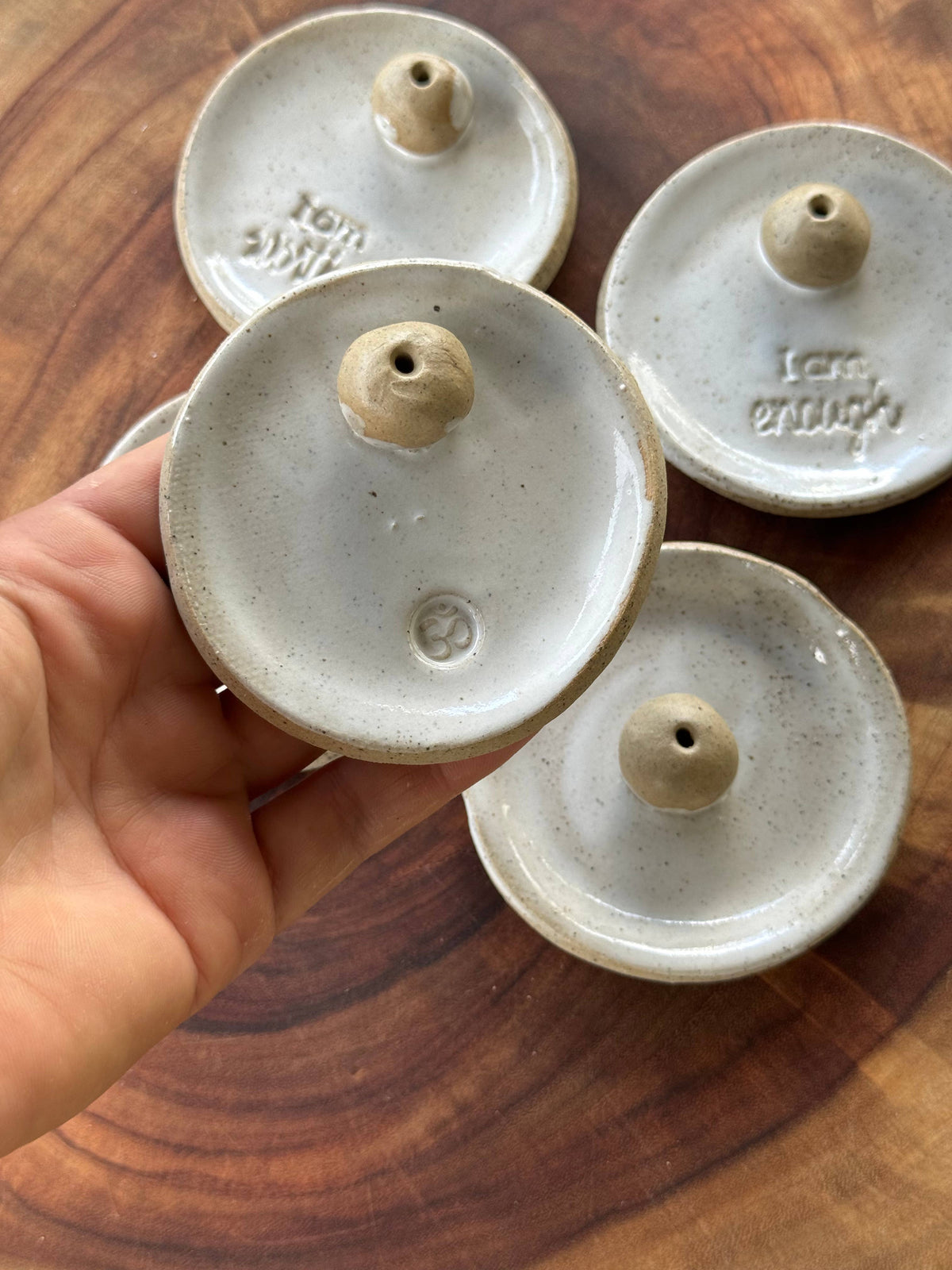 Ceramic incense holders -  with affirmations : I am Loved