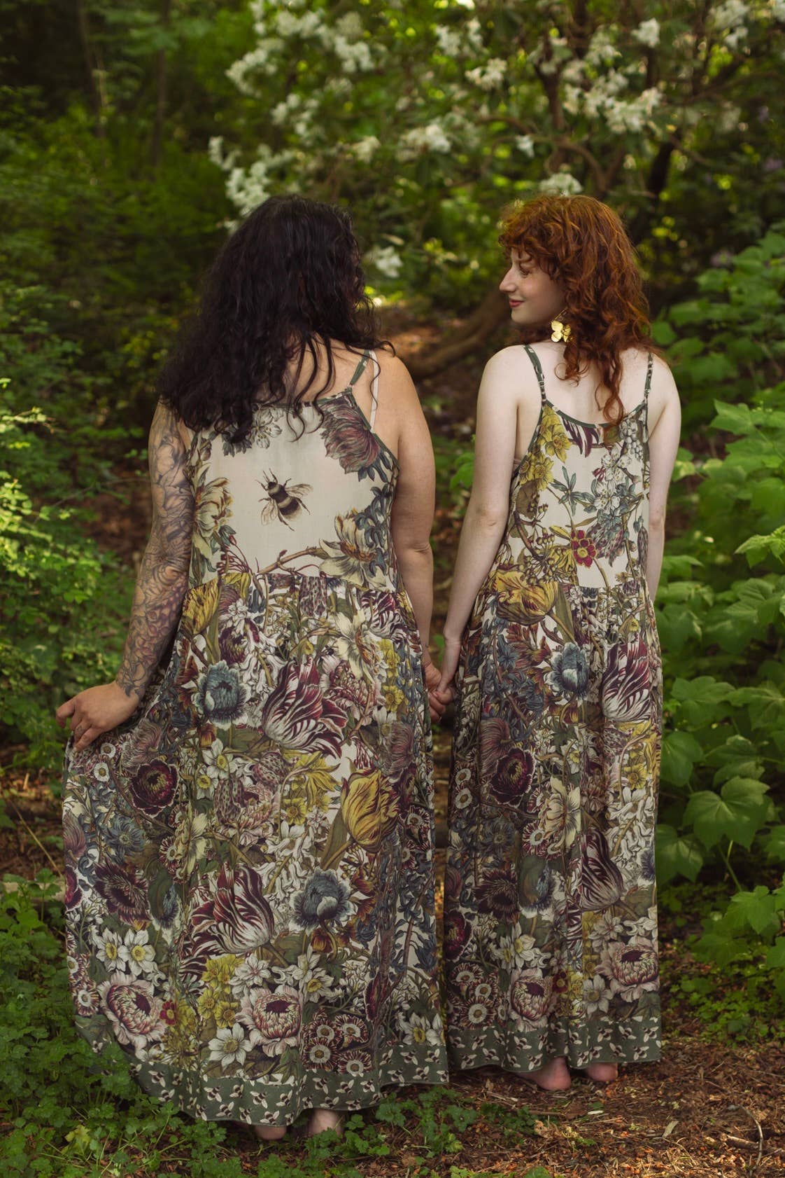 Love Grows Wild Bohéme Long Maxi Slip Dress w/ Bees Flora