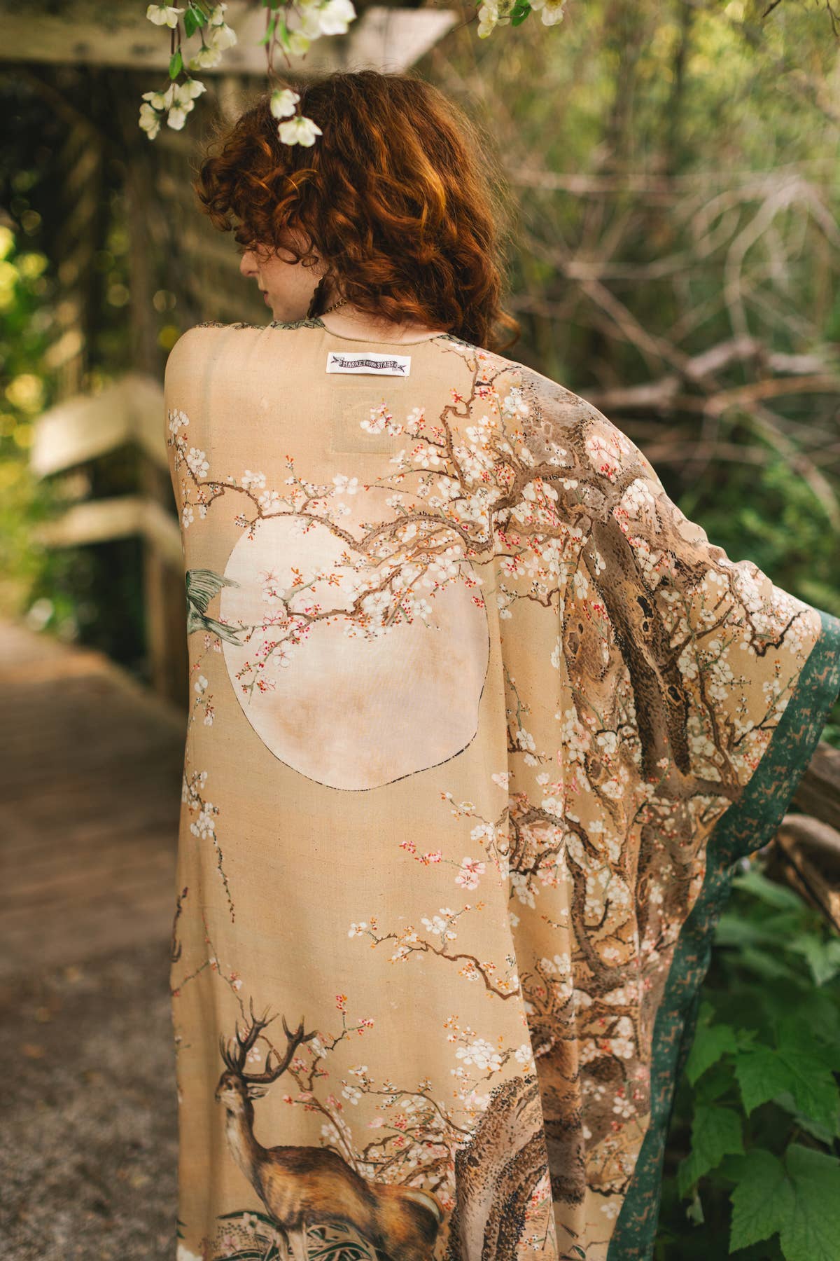 Fable Bohemian Goddess Starduster Kimono w/ Deer and Moon