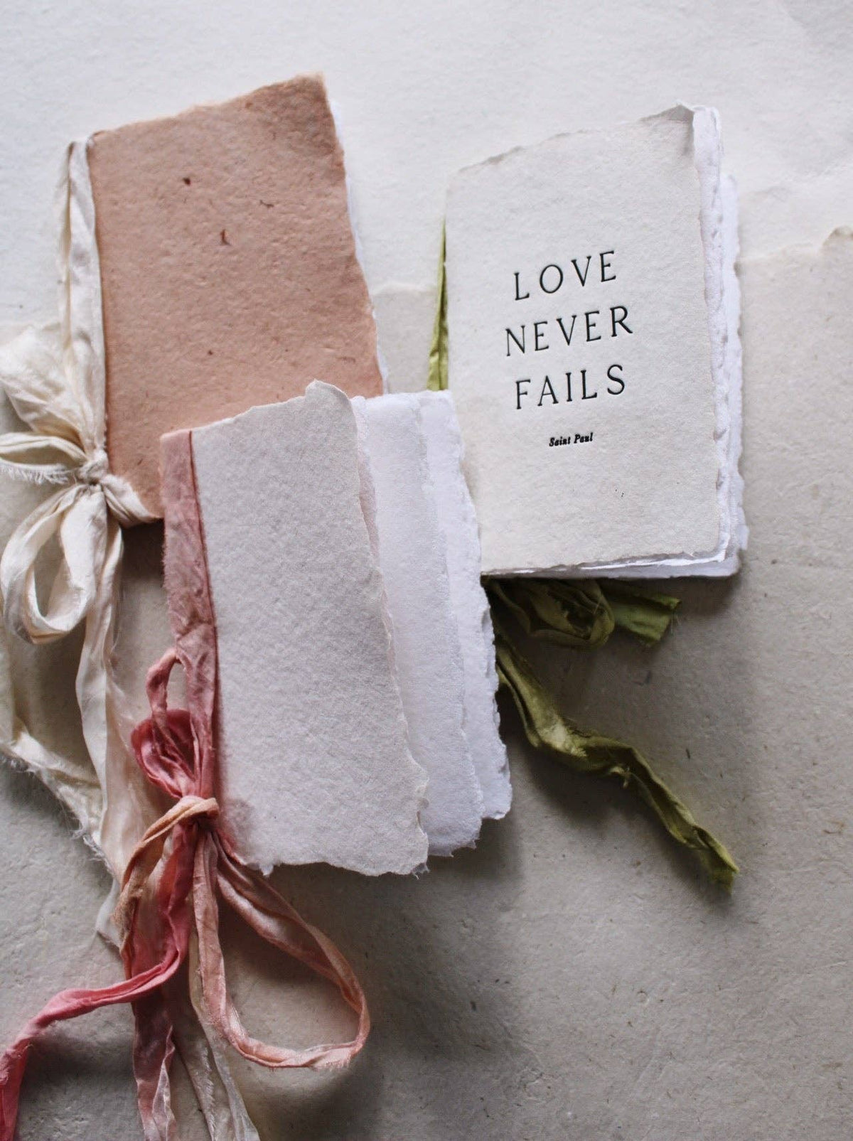Notebook Rose paper with soft cloud silk ribbon