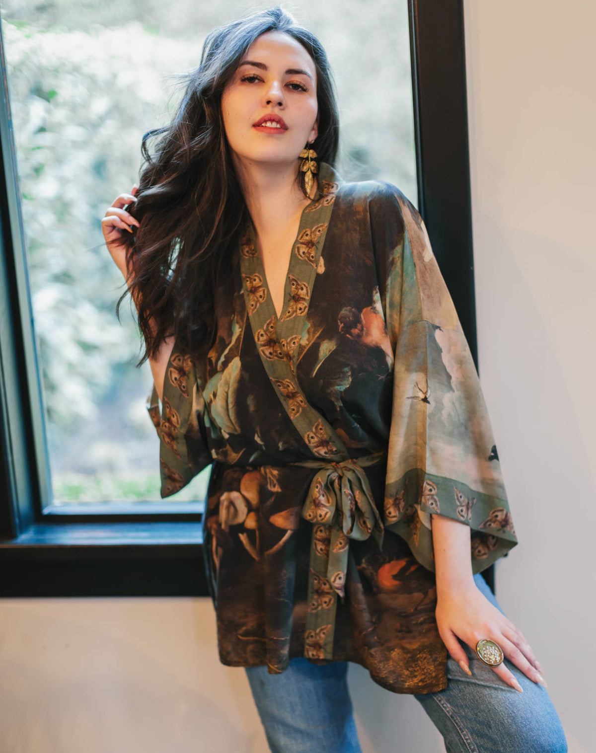 Heartwork Matinée Duster Kimono w/ Artist, mid-length