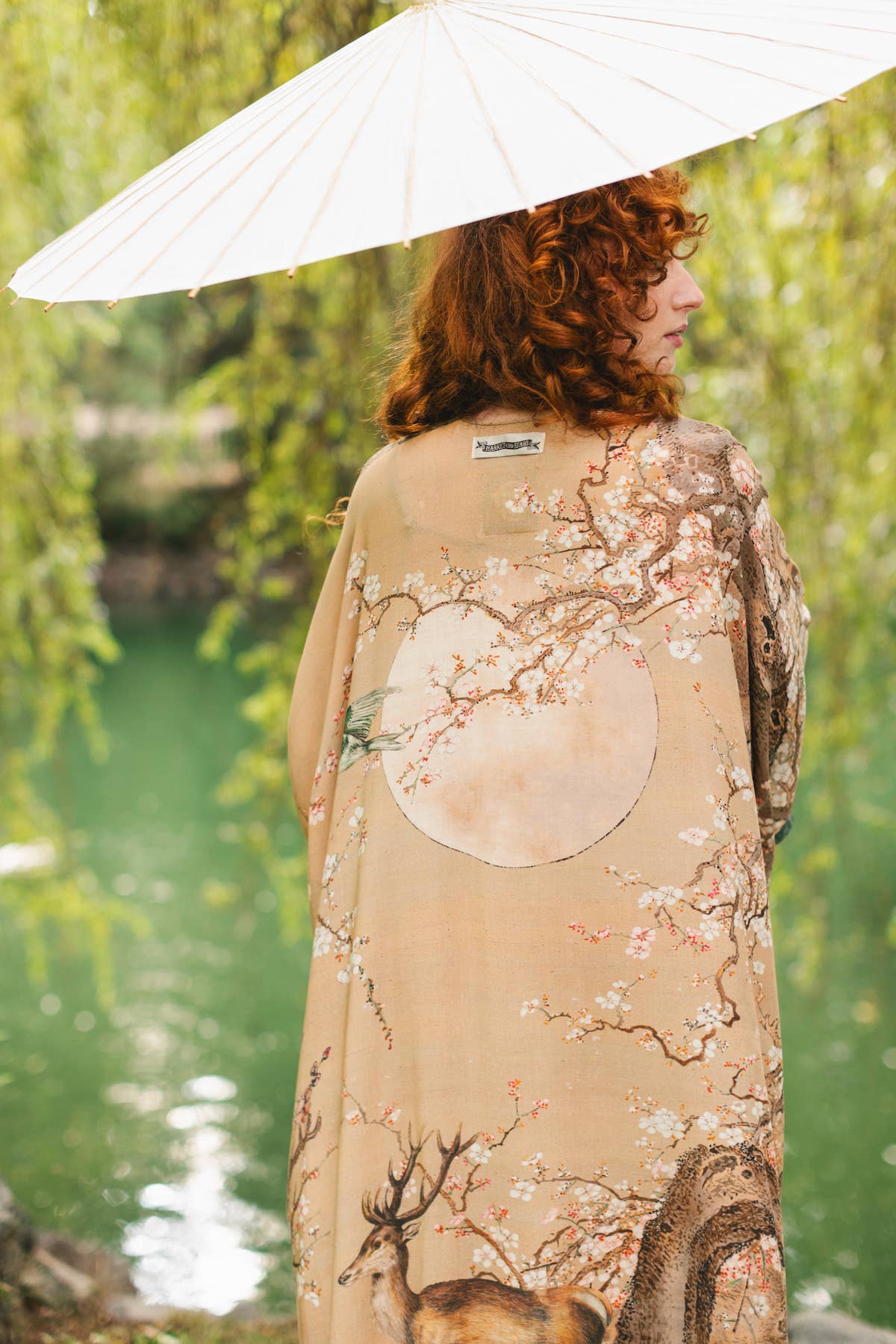 Fable Bohemian Goddess Starduster Kimono w/ Deer and Moon