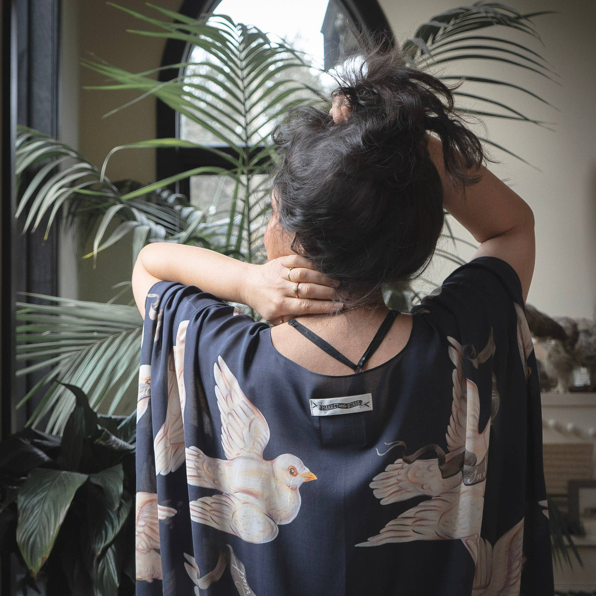 Midnight Doves Bohemian Goddess Starduster Kimono w/ Message