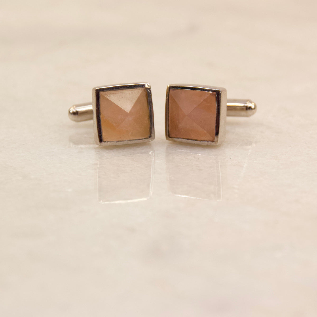 Dapper Rose Quartz Cuff Links