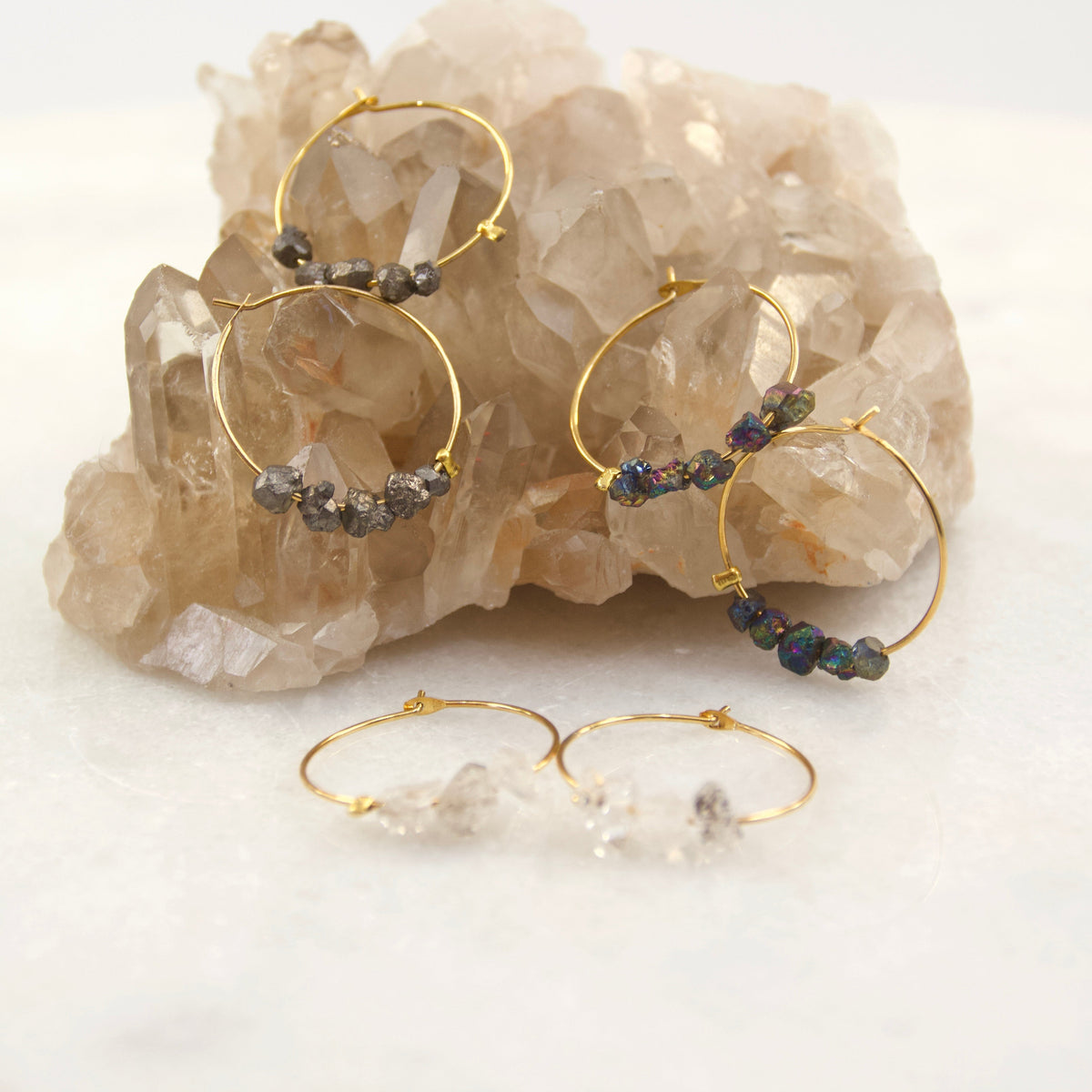Moonspell Raw Gemstone Wire Hoop