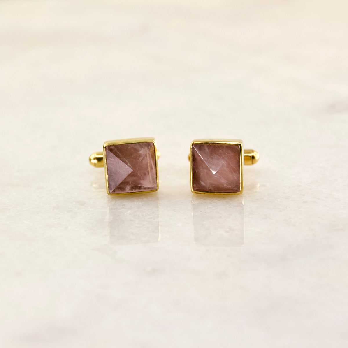 Dapper Rose Quartz Cuff Links