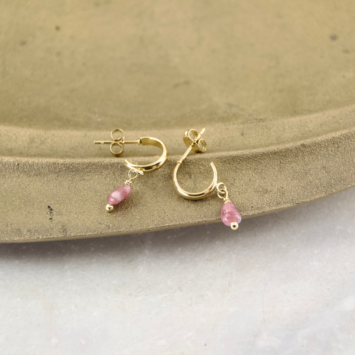 Divine Treasures Stone Huggie Hoop