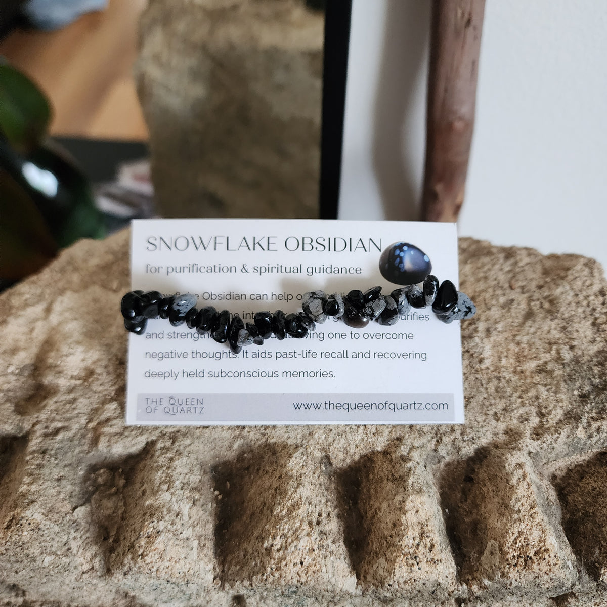 Snowflake Obsidian Chip Bracelet