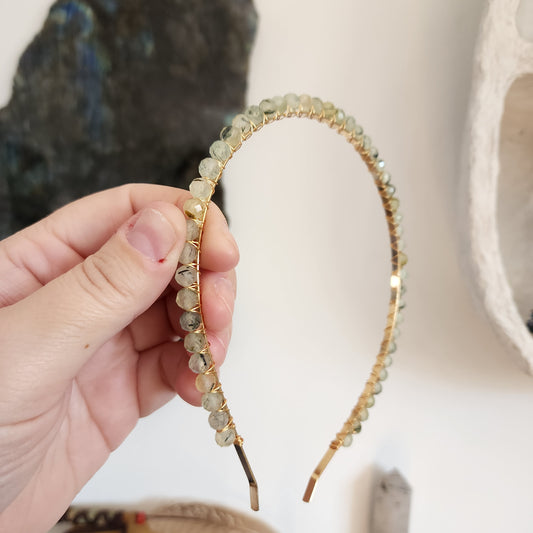 Faceted Prehnite Headband