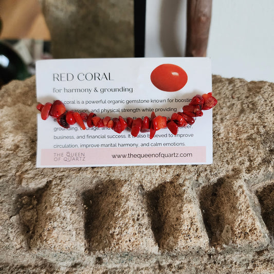 Red Coral Chip Bracelet
